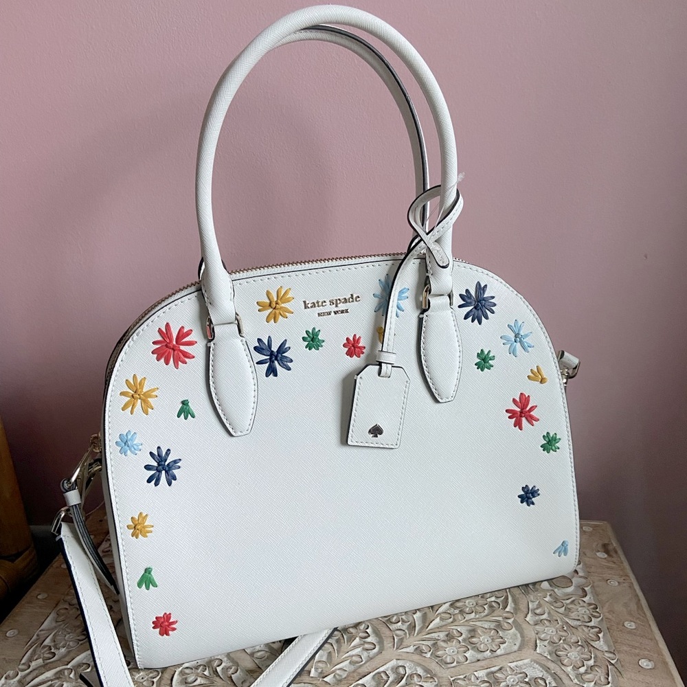 NWT KATE SPADE ♠️  LG DOME SATCHEL REILY RAFFIA